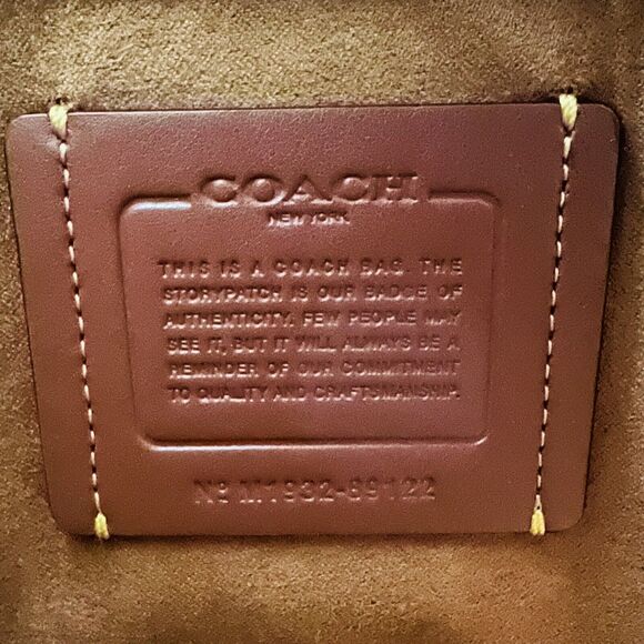 COACH Emery Chalk Multi Pebble Leather Crossbody Bag With Varsity Stripe - Picture 12 of 13